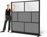 Stand Up Desk Store Expanse Modular Wall | 70'' x 70'' Wall | Expandable Partition Room Divider with Rearrangeable Frosted Acrylic & Sound Absorbent Panels (Black Frame) S Stand Up Desk Store