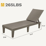 DWVO Outdoor Chaise Lounge, Pool Lounge Chair Set of 4 w/ 5-Level Backrest, Waterproof & Easy Assembly Patio Lounge Chair for Garden, Pool, and Beach (Taupe)