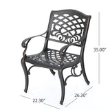 Modern Traditional Armchair, Dining Chair with Floral Decoration and Curved Legs, Outdoor Dining Chair with Lattice Design, Stylish Design, Perfect for The Garden, Backyard and Patio WoodArtSupply