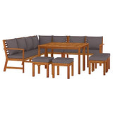 ANYCHOLE 11 Piece Patio Dining Set with Cushions Solid Wood Acacia,Rustic Acacia Wood Patio Dining Set with Cushions for Timeless Garden Charm Patio Furniture Sets, Outdoor Furniture Sets ANYCHOLE