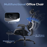 COLAMY Ergonomic Mesh Office Chair with Footrest, Executive High Back Computer Desk Chair with Wide Headrest and Adjustable 3D Arms, Backrest Height, Tilt Lock and Lumbar Support, Black COLAMY