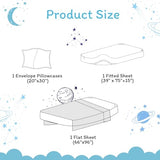 JSD Gradient Blue Moon Stars Kids Sheet Set Twin Size, 3 Piece Space Theme Microfiber Sheets Deep Pocket JSD