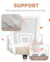 NEO CHAIR Office Desk Computer Chair Ergonomic Mesh Gaming Mid Back Seat with Comfy Lumbar Support Adjustable Height Swivel for Home Task (Beige) NEO CHAIR