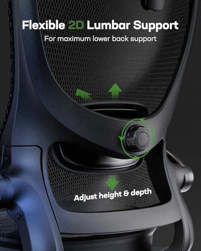 Marsail Ergonomic Mesh Office Chair High Back Home Office Desk Chair with Adaptive Lumbar Support, 2D Headrest, 3D Flip-Up Armrests, Height Adjustable and Rocking Tilt for Home Office and Gaming Marsail