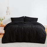 Love's cabin Seersucker Black Twin Comforter Set, 5-Piece All Season Lightweight Bed in a Bag Bedding Set with Comforter, Flat Sheet, Fitted Sheet, Pillowcase and Sham Love's cabin