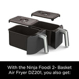 Ninja DZ201 Foodi 8 Quart 6-in-1 DualZone 2-Basket Air Fryer with 2 Independent Frying Baskets, Match Cook & Smart Finish to Roast, Broil, Dehydrate & More for Quick, Easy Meals, Grey Ninja