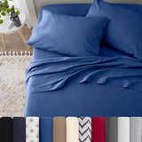 3 Piece Twin Sheets Set | Twin Bed Sheets Set – Light Weight, Soft Breathable Sheets | Brushed Cotton Rich Blend | Secure-Fit, Wrinkle Resistant, Durable, Easy Care Bed Sheets | Comfy Sheets | Blue Martex