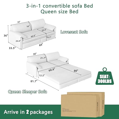 UPYOOE 63.8" Futon Sofa Bed Queen Size, Pull Out Bed, 3-in-1 Convertible Sleeper Sofa with Side Pocket, Modern Velvet Futon Couch for Living Room, Small Space, Apartment, Bedroom, Green UPYOOE