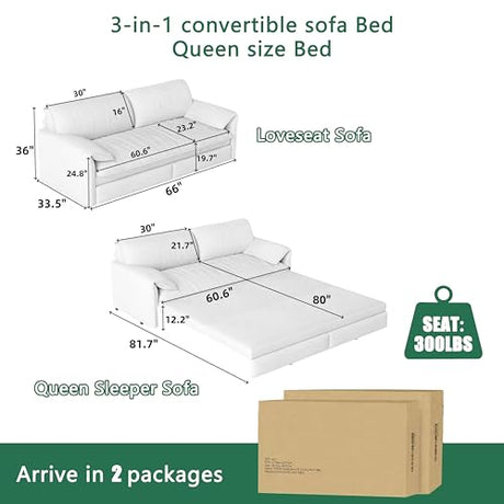 UPYOOE 63.8" Futon Sofa Bed Queen Size, Pull Out Bed, 3-in-1 Convertible Sleeper Sofa with Side Pocket, Modern Velvet Futon Couch for Living Room, Small Space, Apartment, Bedroom, Green UPYOOE