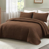 Whale Flotilla Ultra Soft King Quilt Bedding Set, Lightweight Microfiber Brown Quilts Bedspreads Oversized, 3 Piece Ultrasonic Geometric Coverlet Bed Cover for All Seasons Whale Flotilla