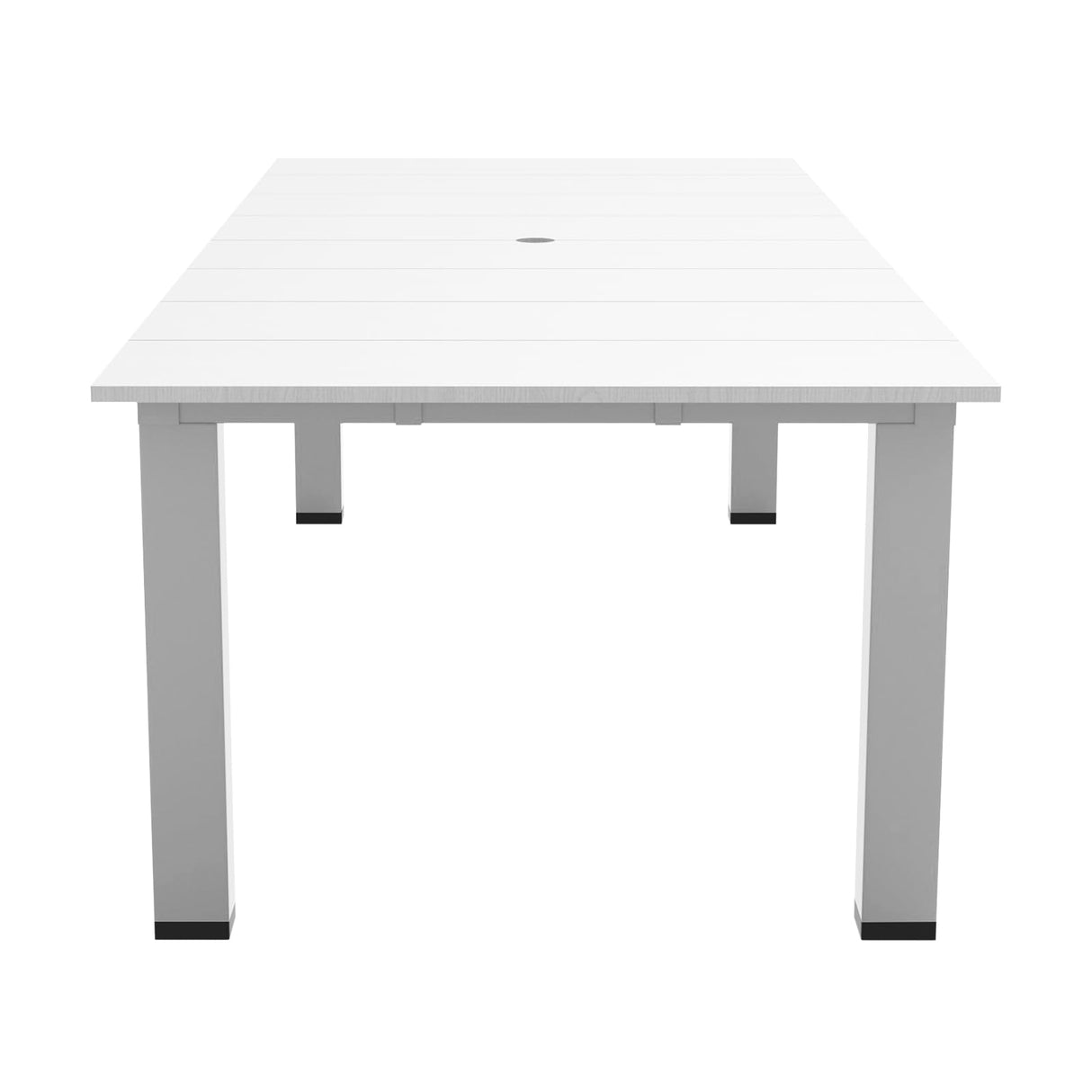 LOUNZY 75.2" HDPE Rectangle Outdoor Dining Table for 8, Oversized Patio Dining Table w/ 2" Umbrella Hole,White LOUNZY