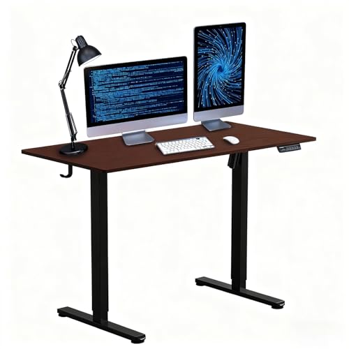 NSY Audio Electric Standing Desk 48x24 Inches - Height Adjustable, Whisper Quiet Motor, Walnut Top & Black Frame for Home Office Gaming, Focused Work, Walnut Brown Generic
