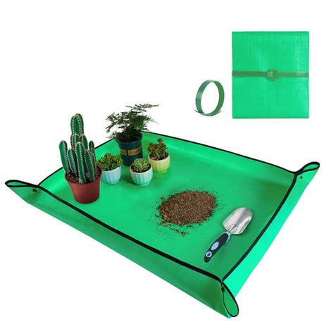 Large Repotting Mat for Plant Transplanting and Mess Control 39.5"x 31.5" Thickened Waterproof Potting Tray Succulent Potting Mat Portable Gardening Mat Plant Gifts for Women Men HNXTYAOB