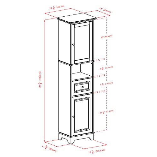 Winsome Wood Alps Tall Cabinet with Glass Door and Drawer - WoodArtSupply