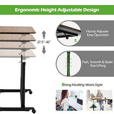 COSTWAY Mobile Height Adjustable Standing Desk, Compact Pneumatic Sit to Stand Computer Desk w/Lockable Casters, Ergonomic Rolling Laptop Table w/Steel Frame for Home Office (Espresso) COSTWAY