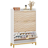 Tribesigns Shoe Cabinet, 3 Flip Drawers Shoe Storage Cabinet, Freestanding 24 Pair Shoe Rack Organizer, Wooden Tipping Shoe Closet Dresser for Entryway, Hallway, Bedroom, Living Room Tribesigns