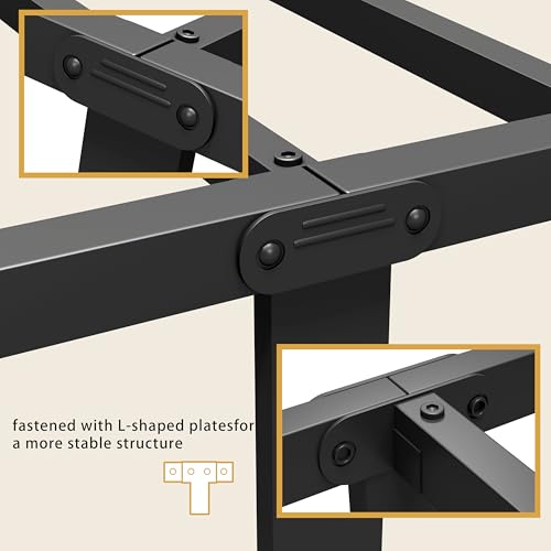 Vengarus Metal Bed Frame,Full Size Bed Frame with Headboard,Structurally Stable, Heavy Duty Steel Slat Supported,Under Bed Storage,No Box Spring Needed,14 Inch,Black Vengarus