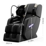 KEIKI Massage Chair Recliner with Zero Gravity, Full Body Air Pressure & Heating, Shiatsu Back & Foot Roller Massage, Bluetooth Speaker, Blue Ambient Light, PU Leather for Home & Office, Black KEIKI