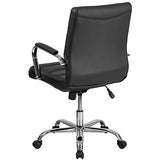 Flash Furniture Whitney Mid-Back Swivel LeatherSoft Desk Chair with Padded Seat and Armrests, Adjustable Height Padded Office Chair, Black Flash Furniture