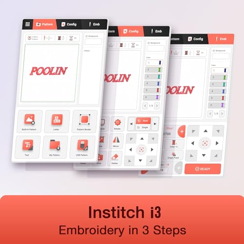 POOLIN EOC06 Embroidery Machine 7.9x11 Inch Large Hoop for Beginners,Computerized 7 Inch Touchscreen,Machine Embroidery Gifts,Includes Hoops,USB,Stabilizer,Bobbins,Home Embroidery Machine Poolin