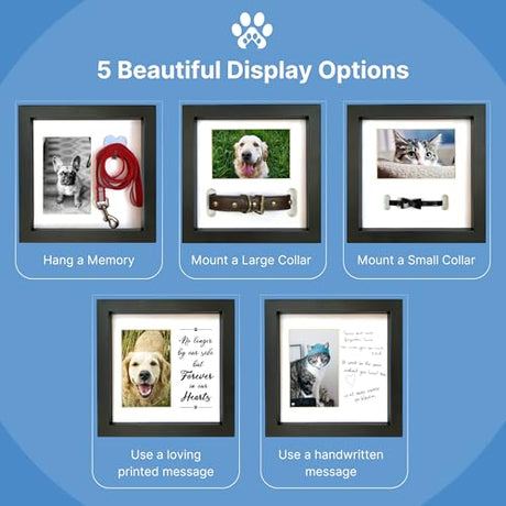 PAWCEPTIVE Dog Memorial Picture Frame with 5 Display Options- Dog Collar Memorial Frame Gift - Cat or Dog Pet Loss Gift for a Grieving Friend - Pet Remembrance Gift and Sympathy Photo Keepsake PAWCEPTIVE