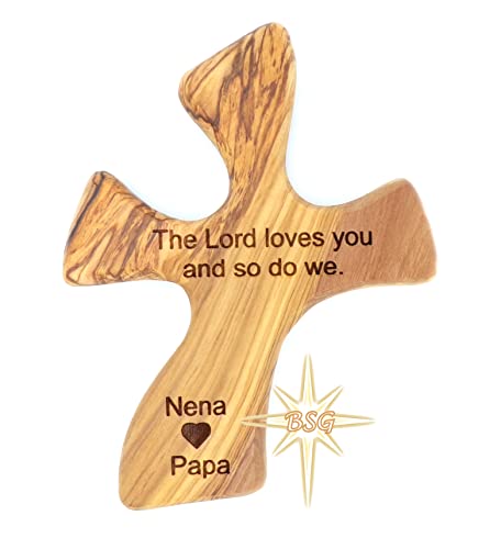 Dacaret Factory Healing Cross | Olive wood | 5'' fits in the hand for praying | Confirmation, First Communion Gifts | Loss of a dear one | Memorial | Christmas Gift (With Engraving) - WoodArtSupply