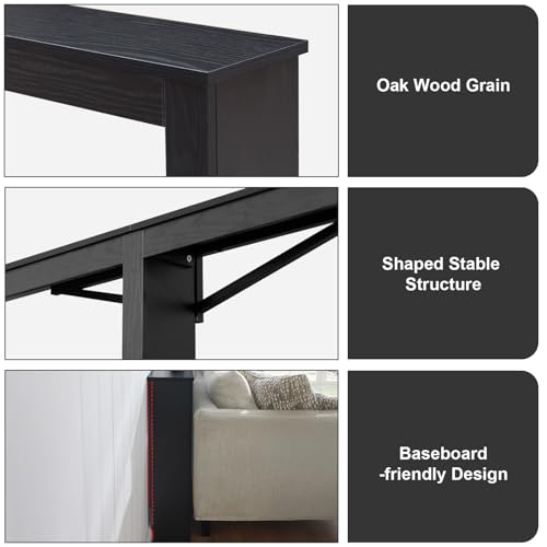 MOHOPE 78.8" Long Console Table with Power Outlets, 7.9" Narrow Sofa Table with USB & Type-C Ports, Skinny Behind Couch Tables with Charging Station, Entryway Table for Hallway, Living Room, Black MOHOPE