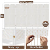 DURASPACE 8 Panel Room Divider, 6ft Tall Folding Privacy Screen, 19.5" Wide Panels, 360°Rotation, Hand-Woven Freestanding Wood Partition for Room Separation DURASPACE