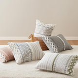 INK+IVY Imani 100% Cotton Duvet Mid Century Modern Design, All Season Comforter Cover Bedding Set, Matching Shams, Full/Queen, Ivory Chenille Tufted Accent 3 Piece INK+IVY