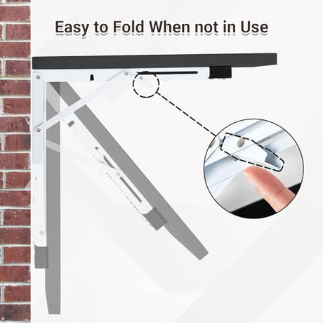 Neoaider Wall Mounted Folding Desk 23.6” x 15.7”, Drop Down Table with Metal Collapsible Brackets, Folding Wall Table for Small Spaces, Home, Office, Kitchen, Laundry Room-Black Neoaider