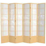 Red Lantern 7 ft. Tall Bamboo Tree Shoji Screen - Natural - 6 Panels Red Lantern