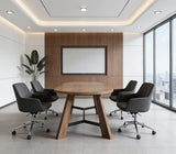 6FT Conference Table, 70.86" Oval Meeting Table for 6–8 People, Rustic Brown Conference Room Table with Metal Frame, Modern Office Conference Desk for Boardroom & Meeting Room VIRTRON