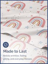 Kids Full Size Rainbow Bed Sheets - 4 Piece Kids Rainbow Microfiber Sheet Set - Star Theme Bedding - Soft, Cute, Breathable & Machine Washable - Colorful Bed Set for Boys, Girls, Teens and Toddlers CGK Unlimited