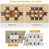 IRONCK 5-Piece 63" Extendable Dining Table with 4 Upholstered Chairs, Kitchen Table Set for 4-8 People, Dining Room Sets with MDF Wood Board, Drop Leaf Table Design for Space Saving, Rustic Brown IRONCK