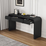 Unique Modern Console Table with 2 Drawers Rounded Silhouette and Smooth Surface Sofa Table, Curved Console Tables for Living Room and Entryway (Black) JIJIWANG