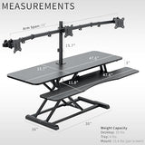 VIVO Height Adjustable 48 inch Standing Desk Converter with Triple 21.5 to 27 inch Monitor Mount, Extra Large Desk Riser, Black, DESK-KIT-48KB3C VIVO