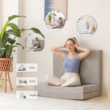 Tri-Fold Memory Foam Mattress, 4 inch Twin Folding Mattress with Collapsible and Washable Cover, Travel and Guest Mat, 75"×38"×4", Grey MLILY