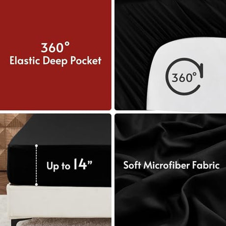 MUXHOMO 5 Pieces Twin Comforter Set, Reversible Bed in a Bag Twin Size, All Season Bedding Set with Comforter, Flat Sheet, Fitted Sheet, Pillowcases & Shams, Red & Black MUXHOMO