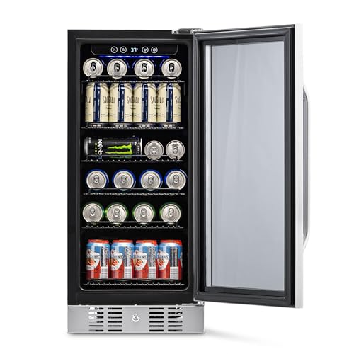 NewAir Beverage Refrigerator Cooler with 96 Can Capacity - Built-in Mini Bar Beer Fridge for Bedroom, Dorm, Office - Small Refrigerator Cools to 34F Perfect For Beer, Soda, And Drinks NewAir