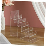 Cabilock Purse Stands for Display, 6-Tier Acrylic Clear Display Risers 7.8" Purse Perfume Organizer Stand Holder, Clear Tiered Multi Slot Vendor Counter Table Shelf for Dessert Cupcake Jewelry Figure Cabilock