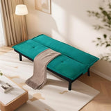 Trygoal Futon Sofa Bed Couch, 64.6" Convertible Sleeper Sofa with 5 Positions Adjustable Backrest, Velvet Couch Bed with Solid Wood Frame for Home Office Living Room Guest Dorm, Green Trygoal