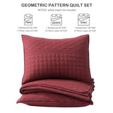 HORIMOTE HOME Burgundy Red Twin Size Quilt Set - Soft Microfiber Bedspread with 1 Sham, Lightweight & All-Season Geometric Coverlet for Cozy Bedding HORIMOTE HOME