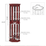 BAOMKONG Tall Corner Cabinet with Glass Doors, Lighted Glass Display Curio Cabinet with Adjustable Shelves, Home Office Floor Standing Display Cabinet for Bar, Liquor Storage and Medal, Cherry BAOMKONG