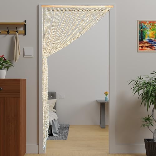 Transcosy Bamboo Beaded Curtain for Doorways Handmade Door Beads Boho Beaded Room Doorway Curtain Natural Wood Divider for Closet Entrance Window Decor (Nature, 90×190cm/35×75in) Transcosy