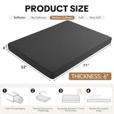 MABOZOO 6 Inch Full Size Futon Mattress, Foldable Futons Sofa Couch Bed Foam Floor Mattress Fits Futon Frames (Frame Not Included, Gray) MABOZOO