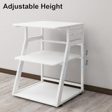Natwind 23.6"x19.7" Large Printer Stand,3 Tier Printer Table with Charging Station, Rolling Cart with Adjustable Storage Shelf for Home Office Organization, Stand for Heat Press,3D Printer (White)