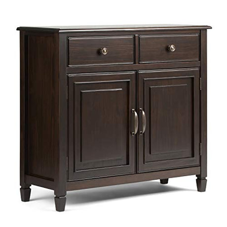SIMPLIHOME Connaught SOLID WOOD 40 Inch Wide Traditional Entryway Storage Cabinet in Dark Chestnut Brown, For the Living Room, Entryway and Family SIMPLIHOME