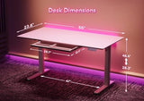INNOVAR Glass Gaming Desk with Drawers, White Gaming Electric Standing Desk Adjustable Height, Professional Gaming Glass Surface Improved Precision and Speed, 55 inch INNOVAR