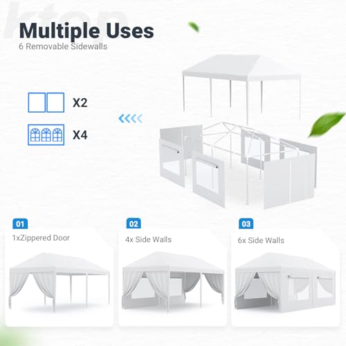 Peaktop Outdoor 10x20ft Party Tent Mesh Window Outdoor Gazebo Event Shelter Wedding Canopy Tent Mesh Side with Window Cover PEAKTOP OUTDOOR