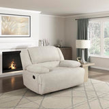 Lexicon Manual Reclining Chair-Textured Microfiber Wall Hugger Recliner, Tab Pull Reclining, Pillow Top Arms, for Living Room/Theater Seating/Apartment, Easy Assembly, Vanilla Beige